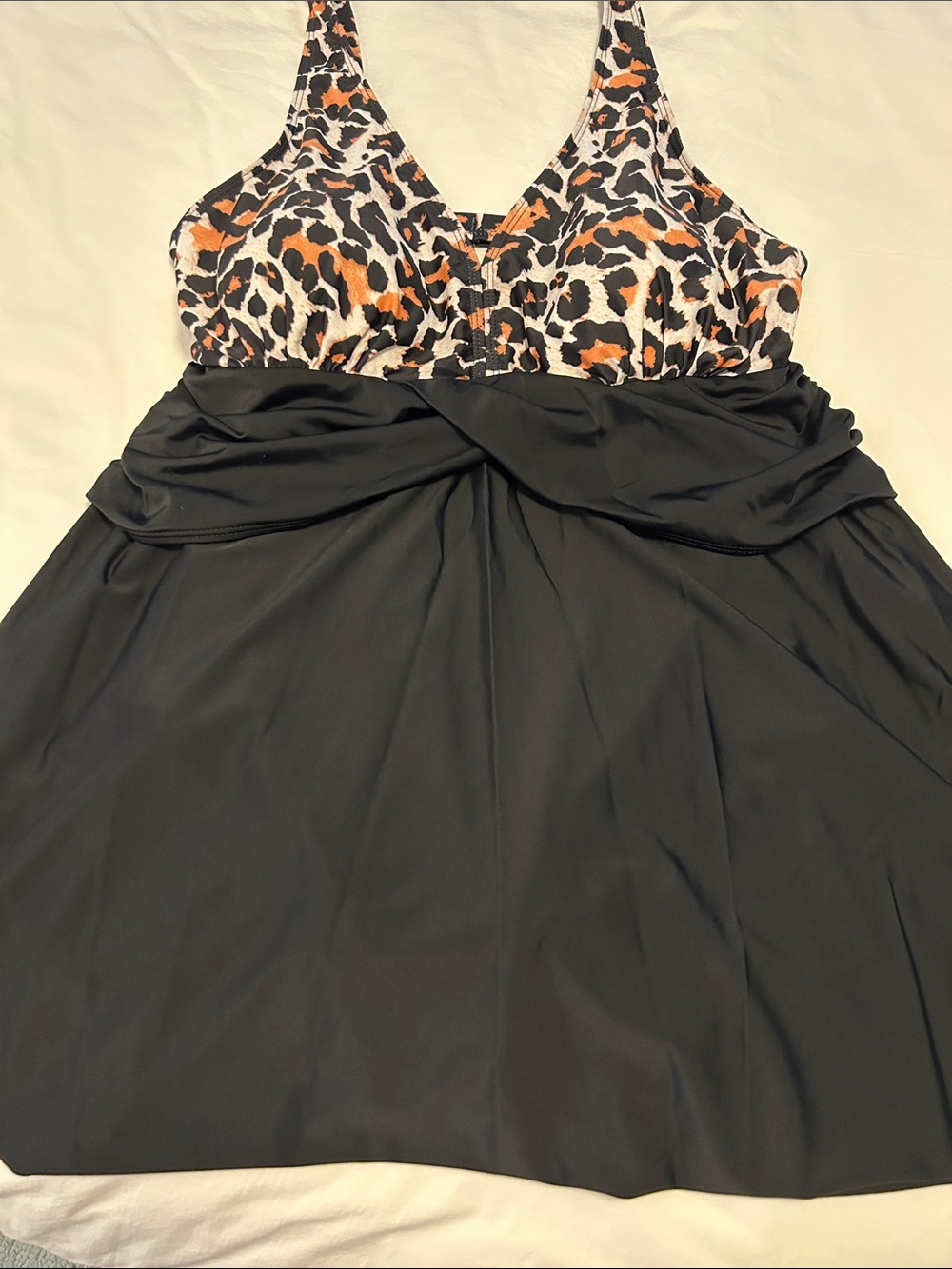 Animal-Print & Black Swim Dress